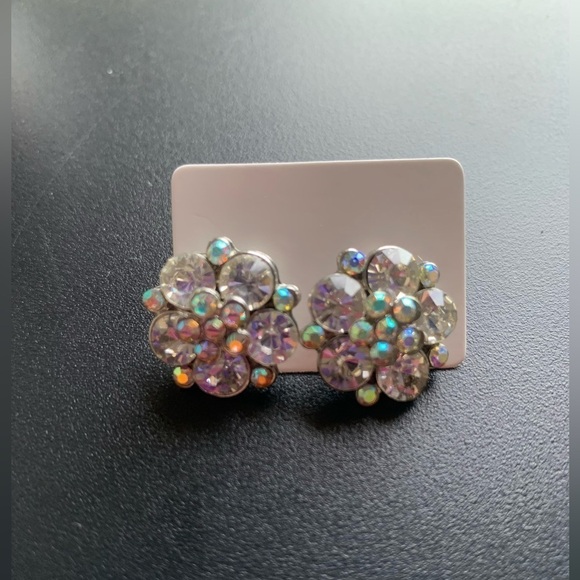 Glass Cluster Crystal Party Cocktail Earrings - Picture 10 of 10